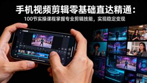 手机视频剪辑零基础直达精通：100节实操课程掌握专业剪辑技能，实现稳…-网创项目