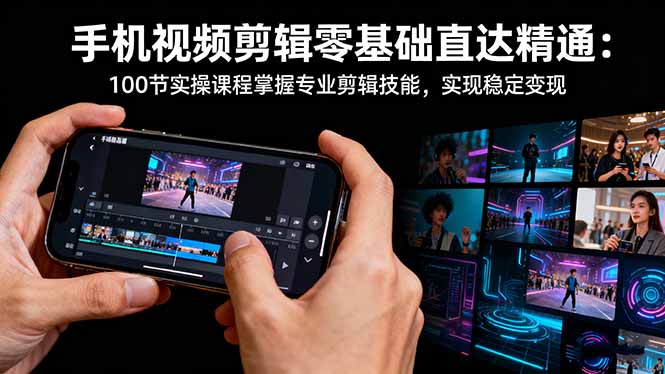 手机视频剪辑零基础直达精通：100节实操课程掌握专业剪辑技能，实现稳…-网创项目