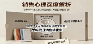 销售心理深度解析：针对37个人性弱点设计成交策略，大幅提升销售转化率！-网创项目