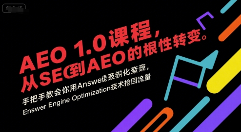 AEO 1.0 课程，从SEO到AE0的基命性转变，手把手教会你用AnswerEngineOptimization技术抢回流量(更新)-网创项目