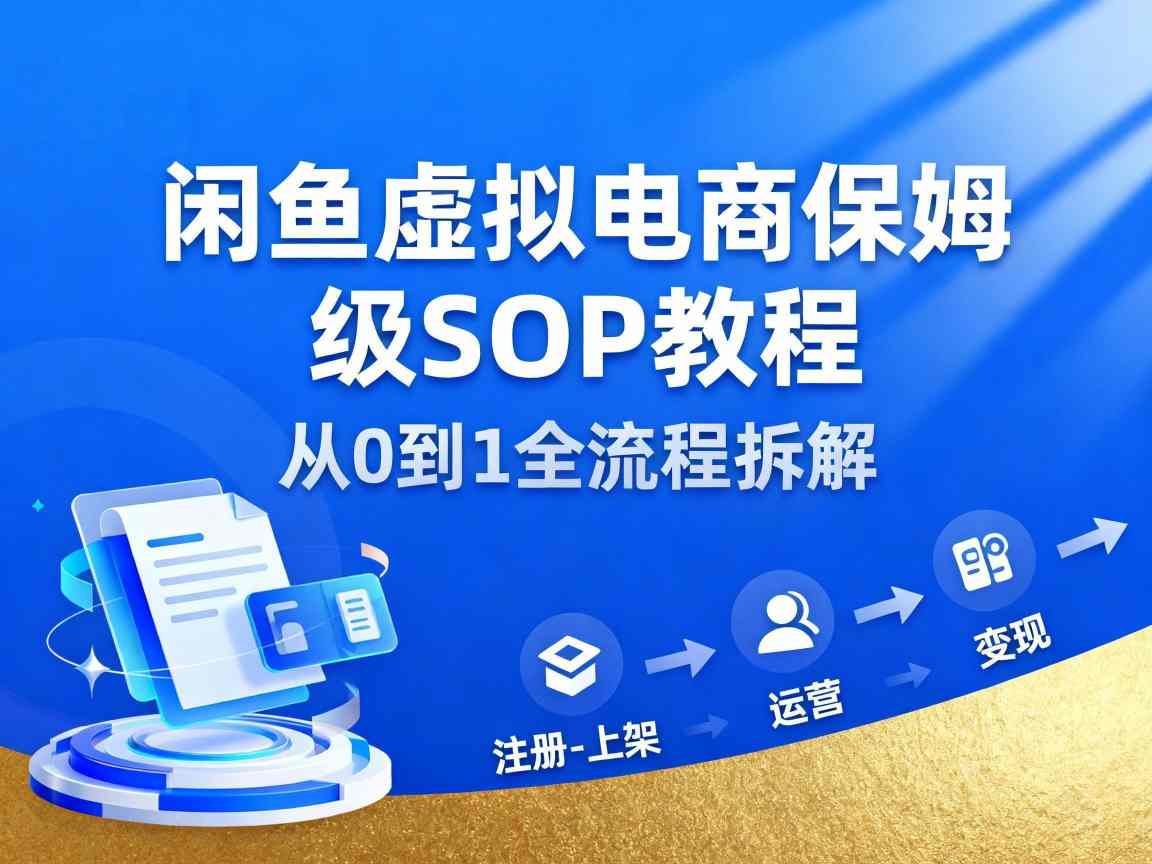 闲鱼虚拟电商，月入轻松过1W，保姆级SOP教程-网创项目