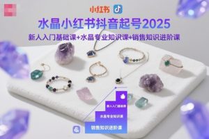 水晶小红书抖音起号2025，新人入门基础课+水晶专业知识课+销售知识进阶课-网创项目