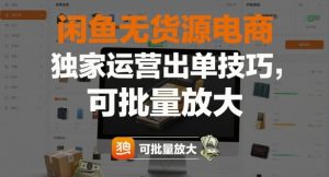闲鱼无货源电商，独家运营出单技巧，可批量放大-网创项目