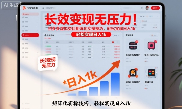 长效变现无压力！拼多多虚拟类目矩阵化实操技巧，轻松实现日入1k【揭秘】-网创项目