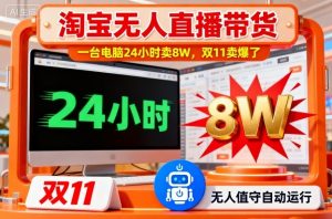 淘宝无人直播带货，一台电脑214小时卖8W，双11卖爆了【揭秘】-网创项目