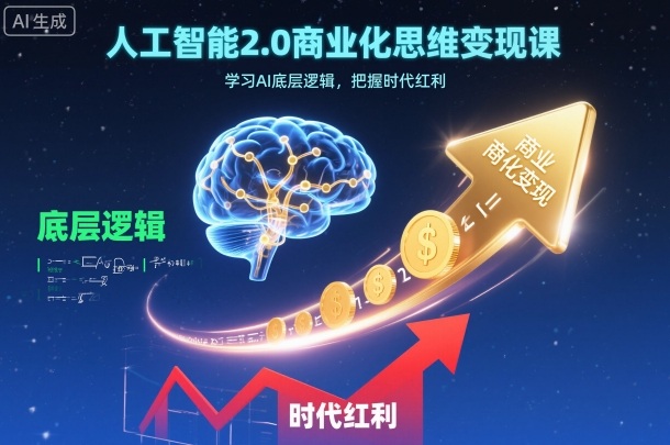 人工智能2.0商业化思维变现课，学习AI底层逻辑，把握时代红利-网创项目