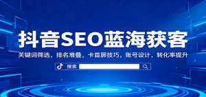 抖音SEO蓝海获客：关键词筛选，排名堆叠，卡首屏技巧，账号设计，转化率提升-网创项目