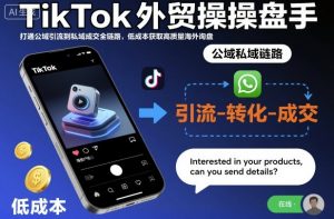 TikTok外贸操盘手，打通公域引流到私域成交全链路，低成本获取高质量海外询盘-网创项目