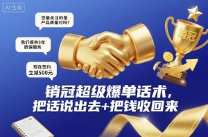 销冠超级爆单话术，把话说出去+把钱收回来-网创项目