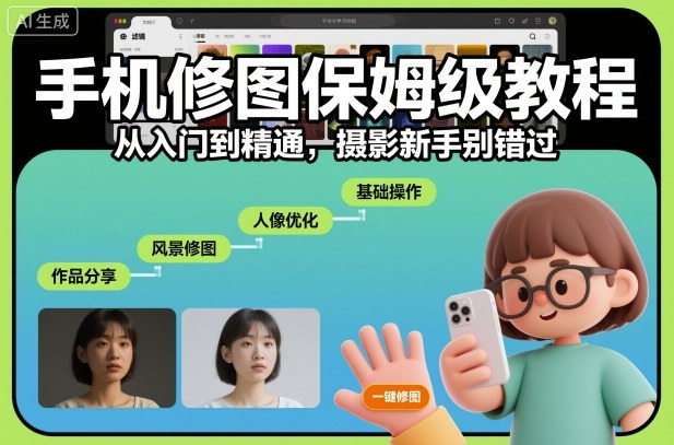 手机修图保姆级教程，从入门到精通，摄影新手别错过-网创项目