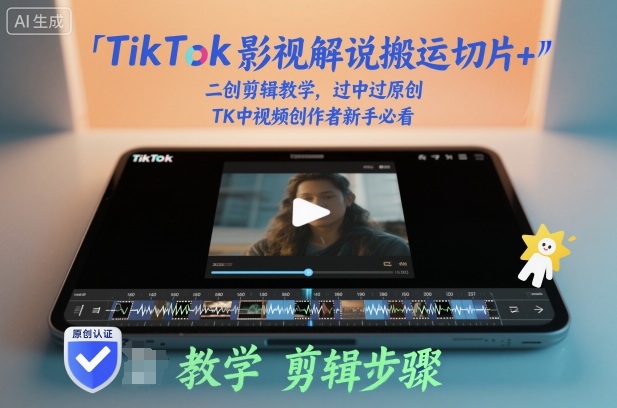 TikTok影视解说搬运切片+二创剪辑教学，过中过原创，TK中视频创作者新手必看-网创项目