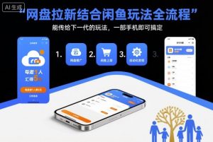 网盘拉新结合闲鱼玩法全流程，能传给下一代的玩法，一部手机即可搞定(附入口渠道以及实操教程)-网创项目