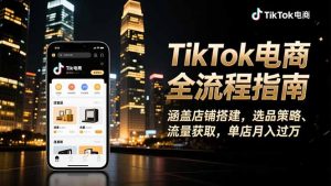 TikTok电商全流程指南，涵盖店铺搭建、选品策略、流量获取，单店月入过万-网创项目