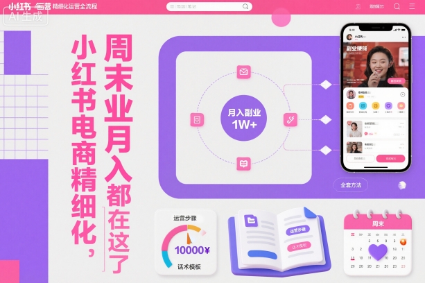 小红书电商精细化运营全流程，周末副业月入1W+，全套方法都在这了-网创项目