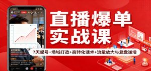 直播爆单实战课：7天起号+场域打造+高转化话术+流量放大与复盘递增-网创项目
