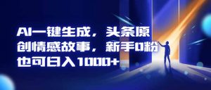 AI一键生成，头条原创情感故事，新手0粉也可日入1000+-网创项目