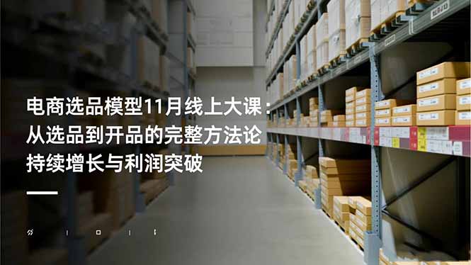 电商选品模型11月线上大课：从选品到开品的完整方法论 持续增长与利润突破-网创项目