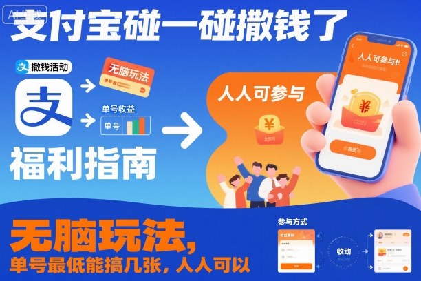 支付宝碰一碰撒钱了，无脑玩法，单号最低能搞几张，人人可以撸【揭秘】-网创项目