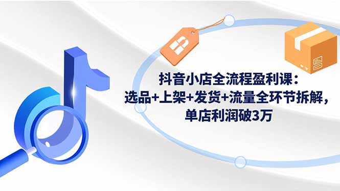 抖音小店全流程盈利课：选品+上架+发货+流量全环节拆解，单店利润破3万-网创项目