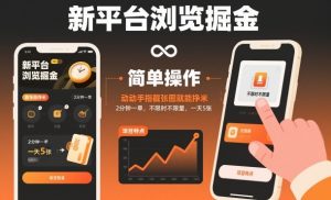 新平台浏览掘金，动动手指截张图就能挣米，2分钟一单，不限时不限量，一天5张【揭秘】-网创项目