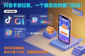 抖音手游拉新,一个被低估的偏门玩法!手机平板都能玩,每天只需十分钟,就能賺取四位数【揭秘】-网创项目