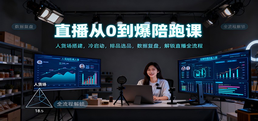 直播从0到爆陪跑课：人货场搭建，冷启动，排品选品，数据复盘，解锁直播全流程-网创项目