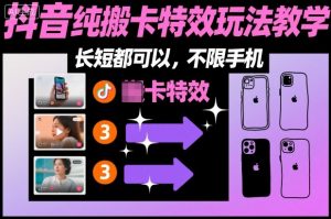 某社群抖音纯搬卡特效玩法教学，长短都可以，不限手机-网创项目