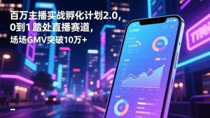 百万主播实战孵化计划2.0,0到1踏入直播赛道,场均GMV突破10万+-网创项目