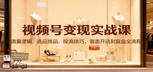 视频号变现实战课:流量逻辑、选品排品、投流技巧,覆盖开店到复盘全流程-网创项目