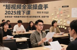 短视频全案操盘手2025线下课，全部实战一线操盘手经验分享，毫无保留分享，全是干货-网创项目