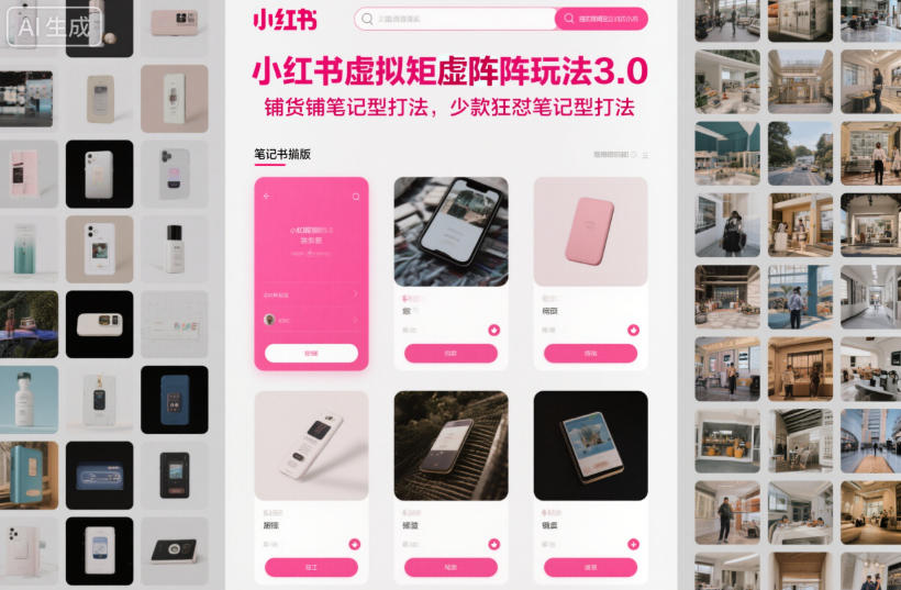 小红书虚拟矩阵玩法3.0，铺货铺笔记型打法，少款狂怼笔记型打法-网创项目