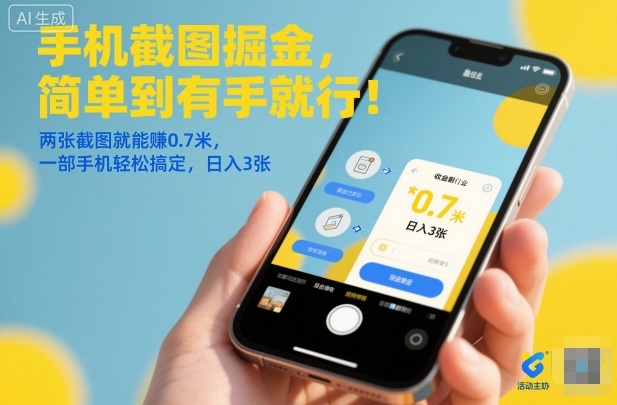 手机截图掘金，简单到有手就行！两张截图就能賺0.7米，一部手机轻松搞定，日入3张【揭秘】-网创项目