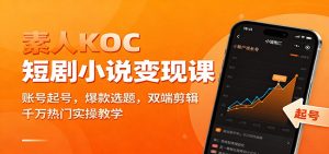 素人KOC短剧小说变现课：账号起号，爆款选题，双端剪辑，千万热门实操教学-网创项目