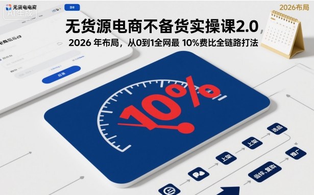 无货源电商不备货实操课2.0，2026年布局，从0到1全网最低10%费比全链路打法【更新】-网创项目