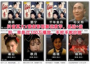 抖音某大V最新影视解说教学，基础+进阶，单条过100万播放，手把手教你做-网创项目
