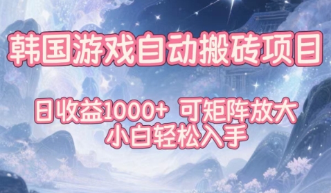 韩国游戏自动搬砖项目，日收益1k+，可矩阵放大，小白轻松入手【揭秘】-网创项目