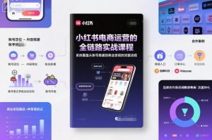 小红书电商运营的全链路实战课程，系统覆盖从账号搭建到商业变现的完整流程-网创项目