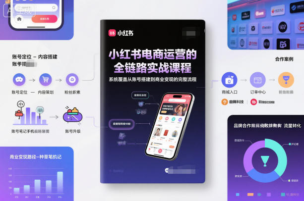 小红书电商运营的全链路实战课程，系统覆盖从账号搭建到商业变现的完整流程-网创项目