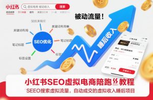 小红书SEO虚拟电商陪跑教程，实现seo搜索被动流量，自动成交的被动收入睡后项目-网创项目