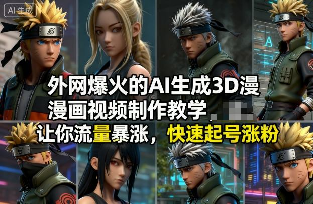 外网爆火的AI生成3D漫画视频制作教学，让你流量暴涨，快速起号涨粉！-网创项目