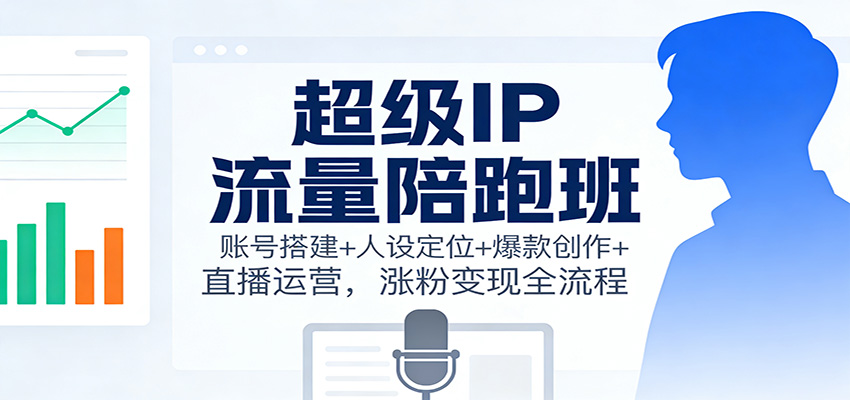 超级IP流量陪跑班：账号搭建+人设定位+爆款创作+直播运营，涨粉变现全流程-网创项目