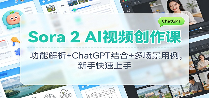 Sora 2 AI视频创作课：功能解析+ChatGPT结合+多场景用例，新手快速上手-网创项目