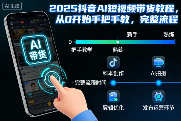 2025抖音AI短视频带货教程，从0开始手把手教，完整流程-网创项目
