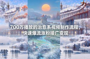 700万播放的治愈系视频制作流程，快速爆流涨粉接广变现-网创项目