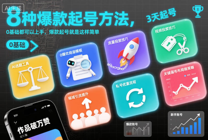 8种爆款起号方法，0基础都可以上手，爆款起号就是这样简单-网创项目