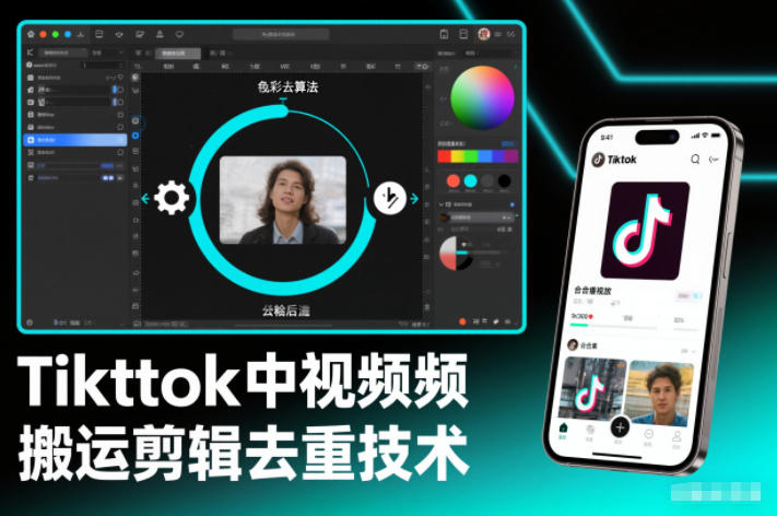 Tiktok中视频纯搬运剪辑去重技术，外来技术，自行测试-网创项目