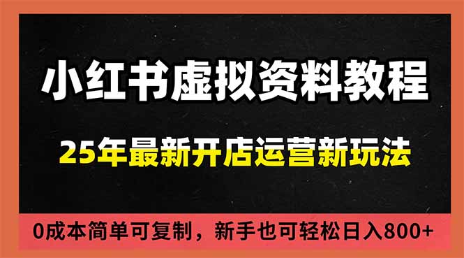 小红书虚拟资料项目：最新搜索流变现玩法，0成本简单可复制，一人多店打法，新手日入800+-网创项目