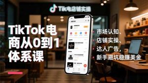 TikTok电商从0到1体系课，市场认知、店铺实操、达人广告，新手避坑稳赚美金-网创项目