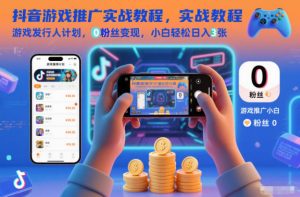 抖音游戏推广实战教程，游戏发行人计划，0粉丝变现，小白轻松日入3张-网创项目