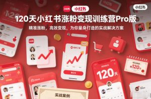 120天小红书涨粉变现训练营Pro版,精准涨粉,高效变现,为你量身打造的实战解决方案-网创项目